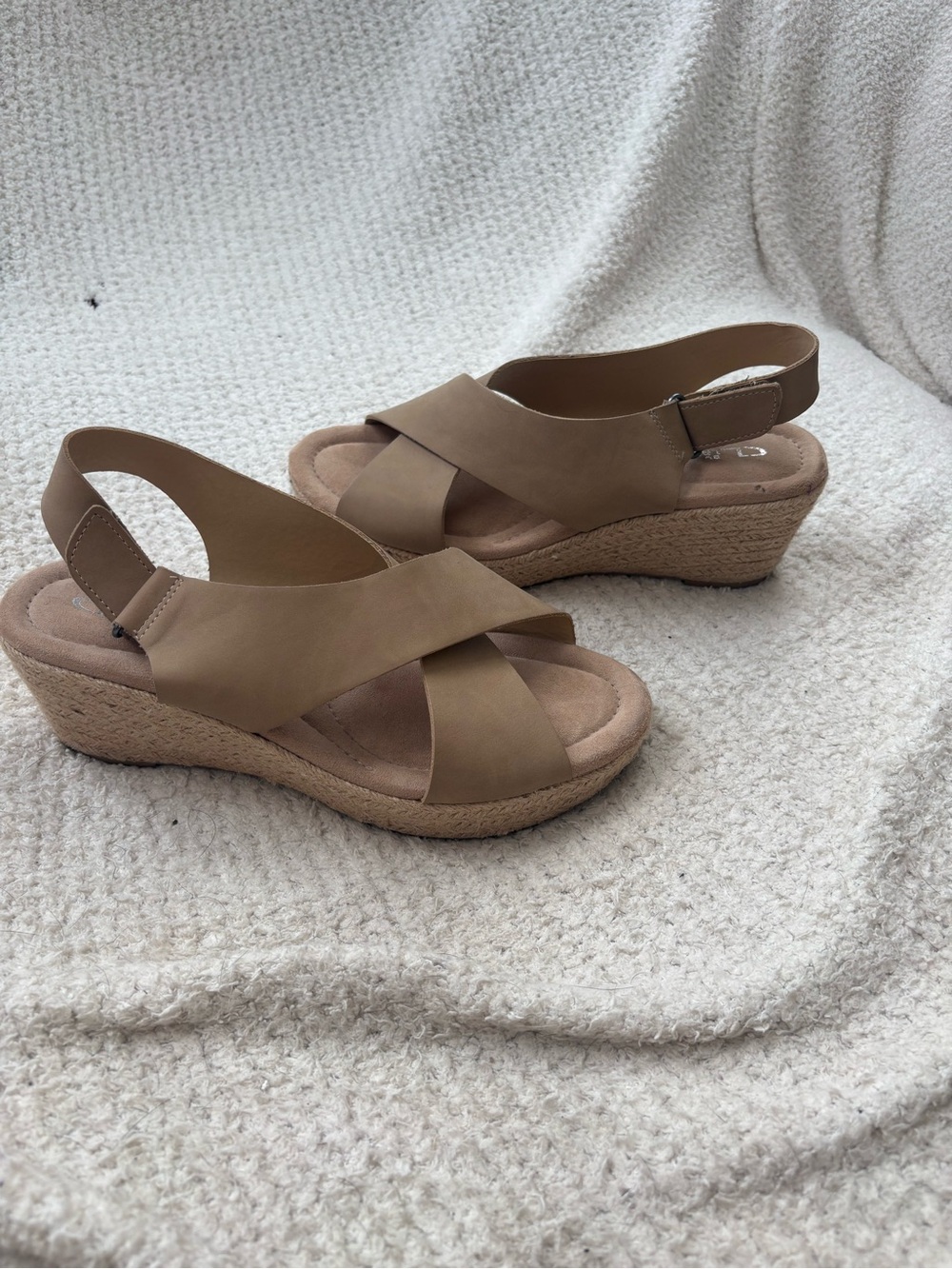 Wedge Espadrille Slingback Sandals in Tan